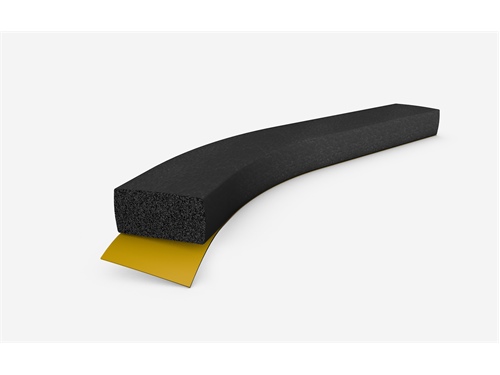 Samolepiaci mikroporézny profil obdĺžnikový, 5x10mm, hustota 500kg/m3, EPDM, -30°C/+80°C, čierny